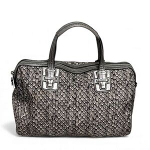 COACH Taylor Python Animal Print tote Purse F26037 Gunmetal Leather trim